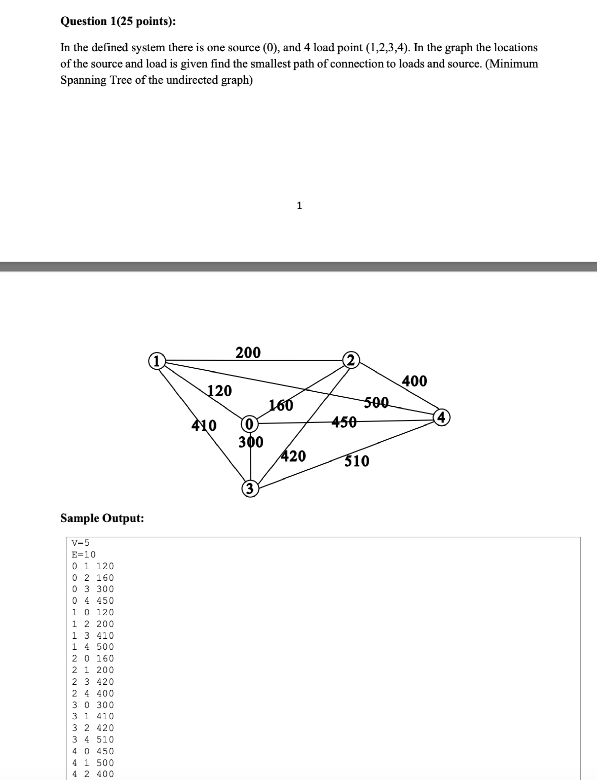  Question points): In the defined system there is one source (0),