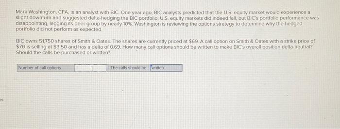 Mark Washington, CFA is an analyst with BIC One year ago,