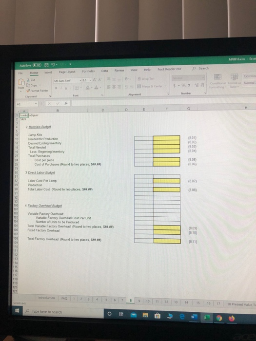 Variati Manuturing Unit Cost (404 P ed Total Variable Cost Per Unit