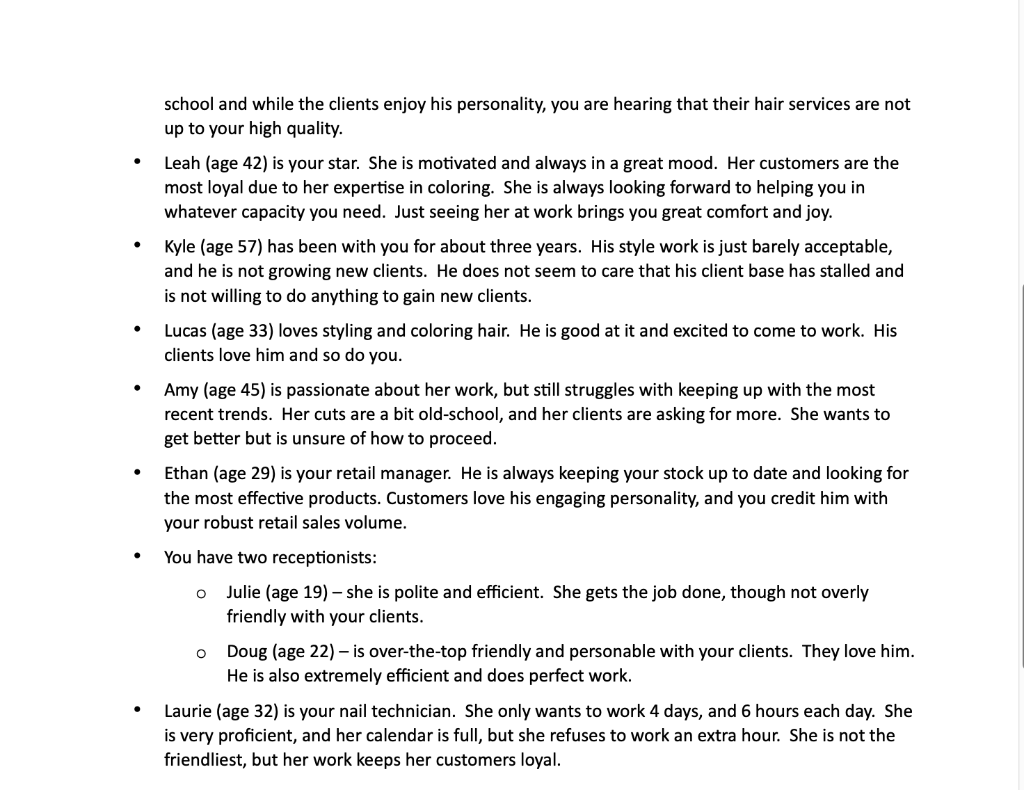 descriptions above. Be sure to include information regarding the generational differences as