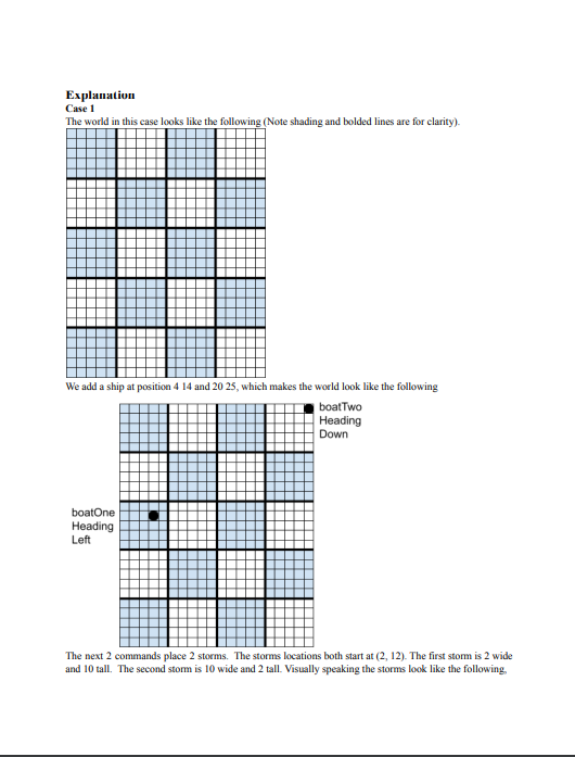 and locations of storms, determine which ships will need to be wamed.