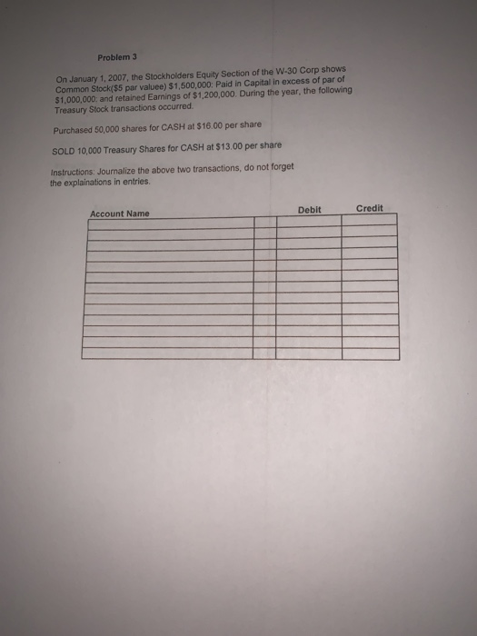 the W-30 Corp shows Common Stock/55 par valuee) $1,500,000: Paid in Capital