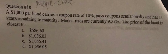  This is a question about portfolio Question #10 Mutveckace A $1,000
