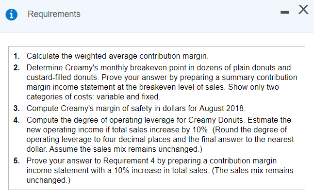 sells five dozen plain donuts for every dozen custard-filled donuts. A dozen