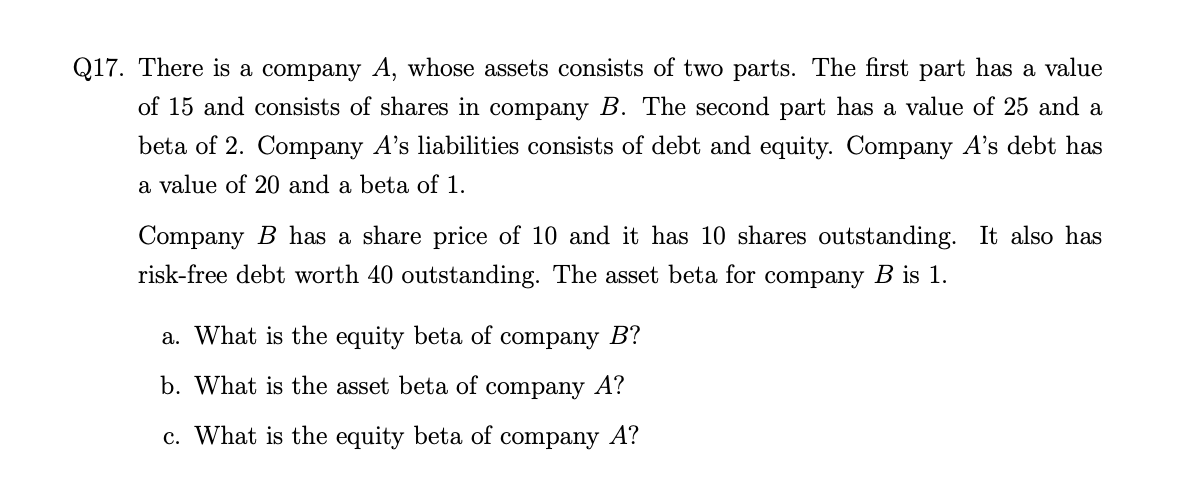 Can you help me solve this: 17. There is a company A,