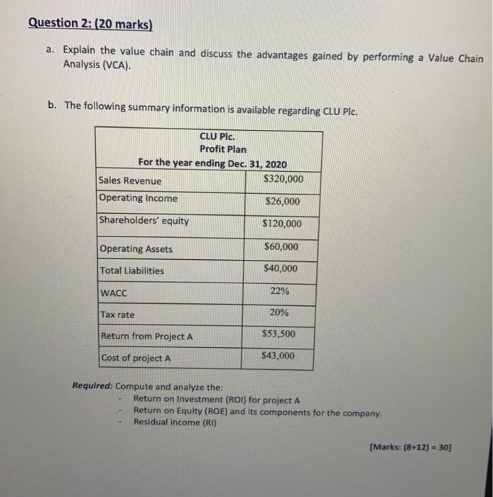  Question 2: (20 marks) a. Explain the value chain and discuss