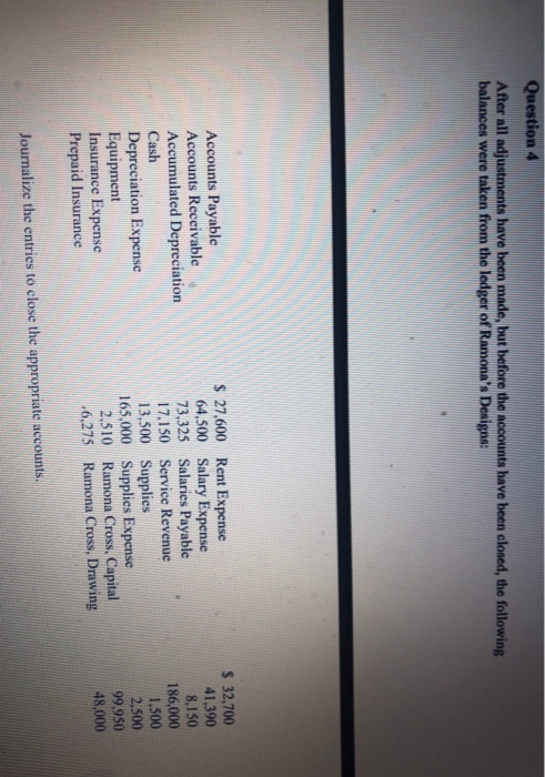  Question 4 After all adjustments have been made, but before the