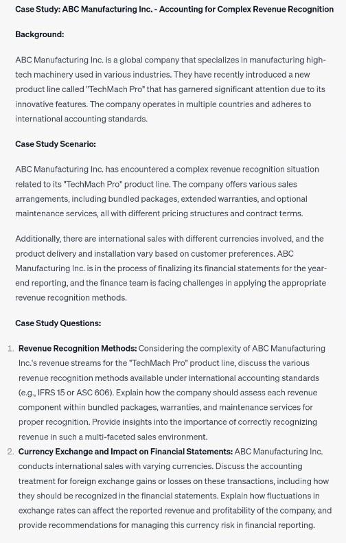 Case Study: ABC Manufacturing Inc. - Accounting for Complex Revenue Recognition