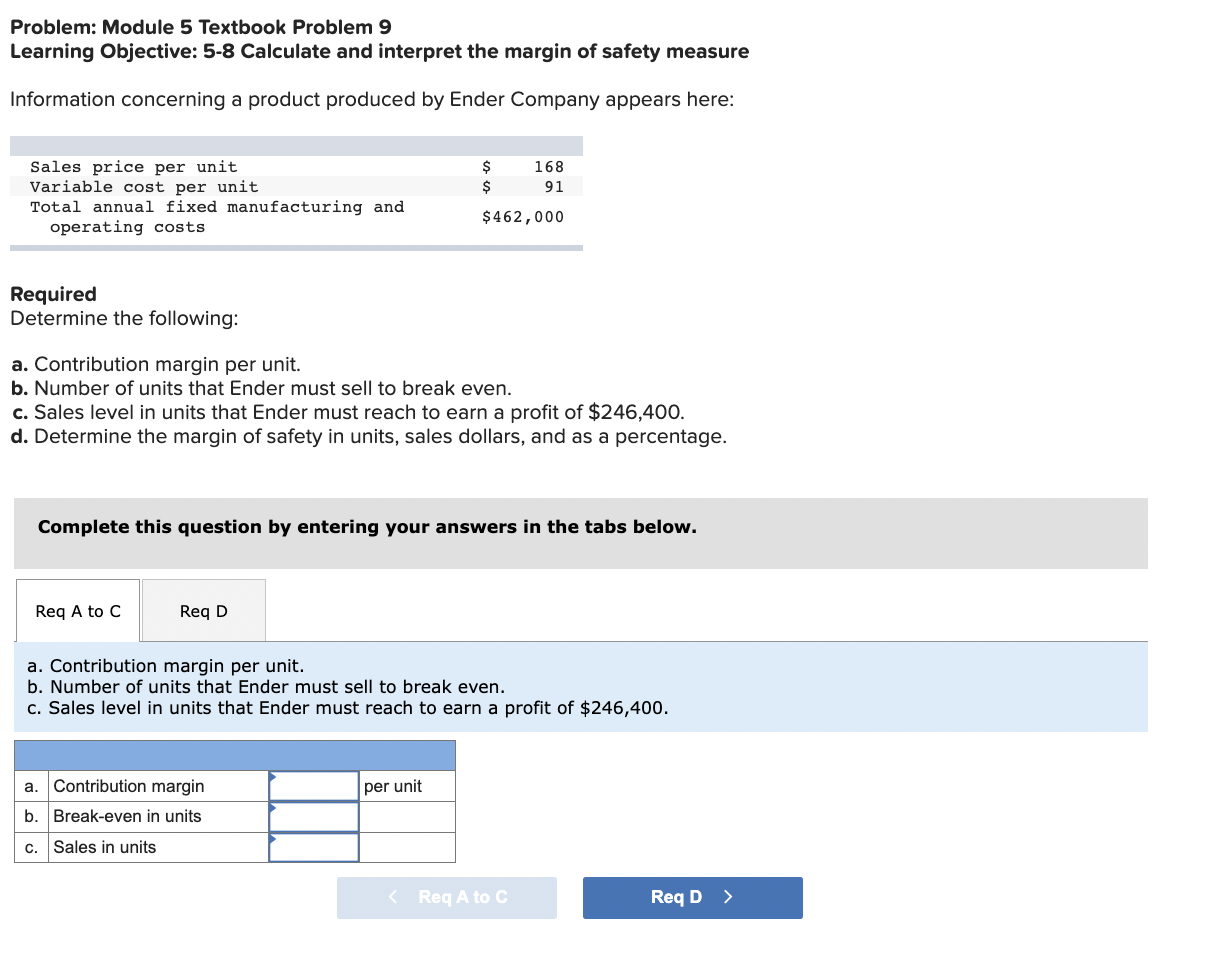 accounting Problem: Module 5 Textbook Problem 9 Learning Objective: 5-8 Calculate and