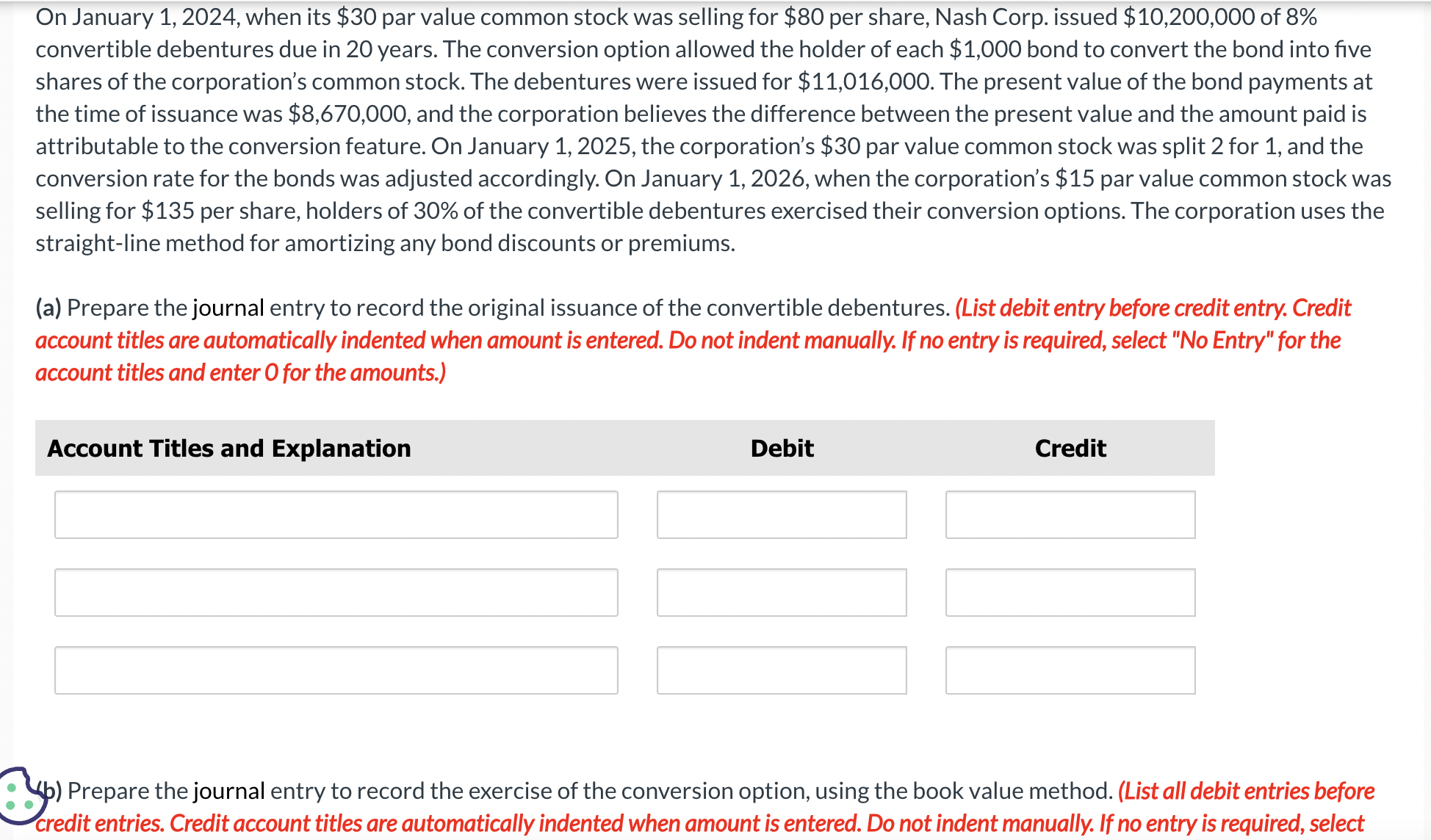  On January 1, 2024, when its $30 par value common stock