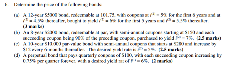 plz show the step without using excel 6. Determine the price