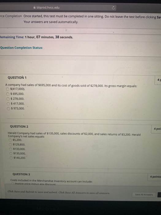  Abbprod.hvcc.edu rce Completion Once started, this test must be completed in