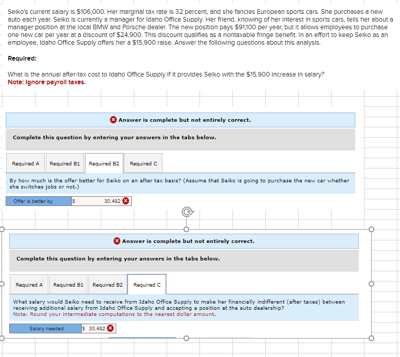  Selko's current salary is $106,000. Her marginal tax rate is 32
