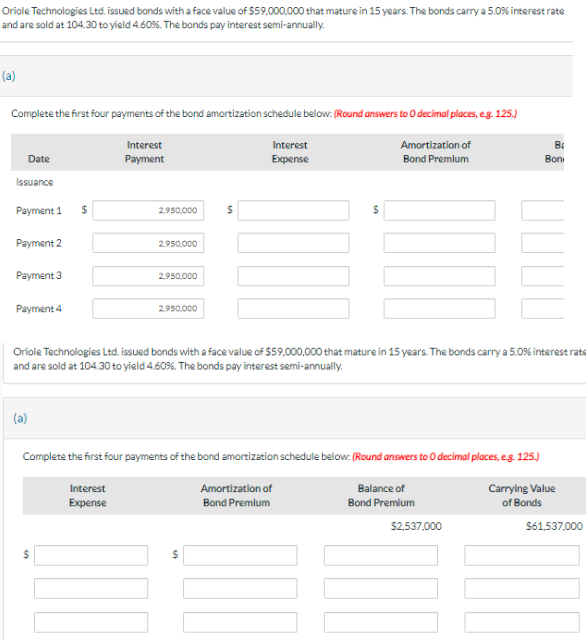  Oriole Technologies Ltd. issued bonds with a face value of $59,000,000