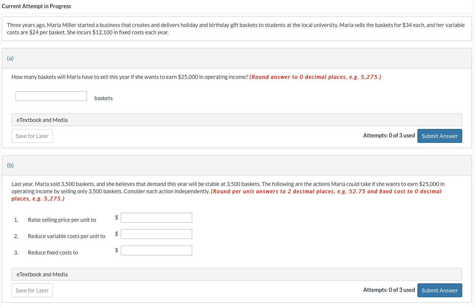  Current Attempt in Progress Three years ago, Maria Miller started a