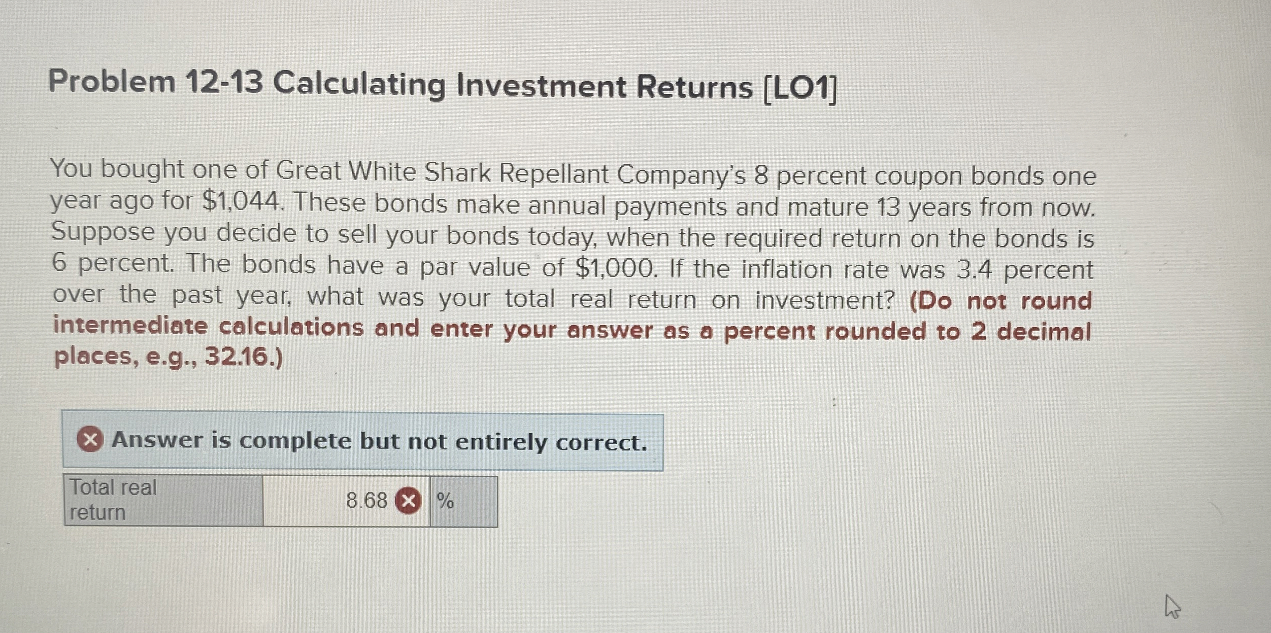  Problem 12-13 Calculating Investment Returns [LO1] You bought one of Great