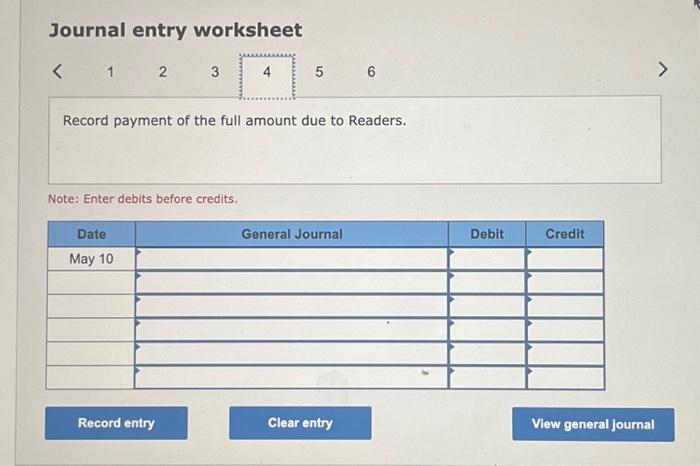 freight costs of $160 on books purchased from Readers. May 5 Returns