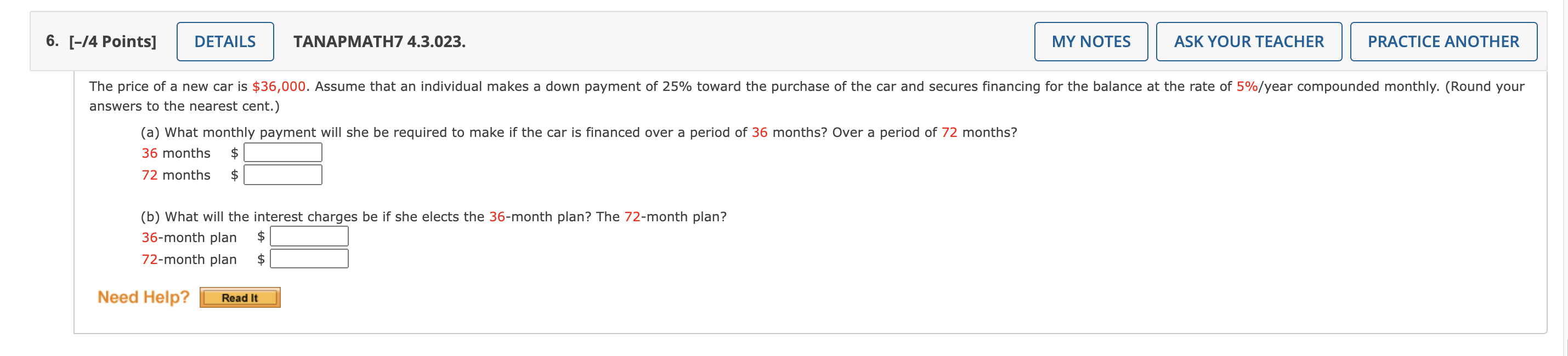  6. [-14 Points] DETAILS TANAPMATH7 4.3.023. MY NOTES ASK YOUR TEACHER