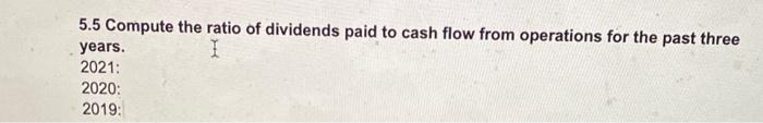 of dividends paid to cash flow from operations for the past three