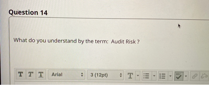  Question 14 What do you understand by the term: Audit Risk?