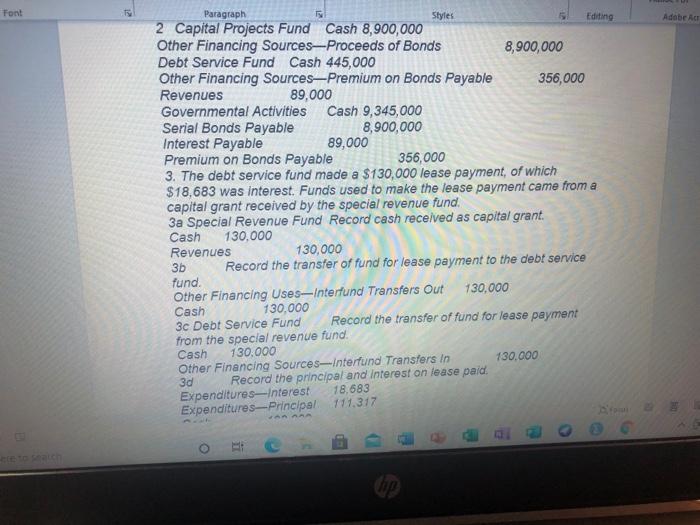 Paragraph Editing Following are a number of unrelated transactions for the Village