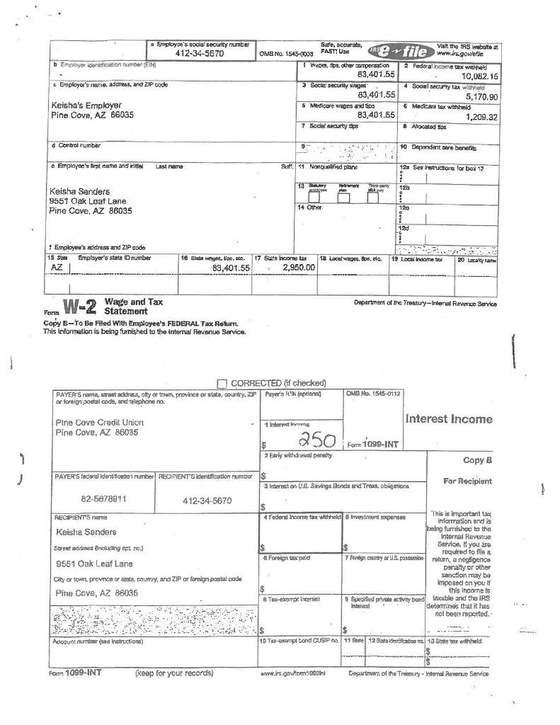 your firm. Based on the information that follows, complete Keisha's Form 1040