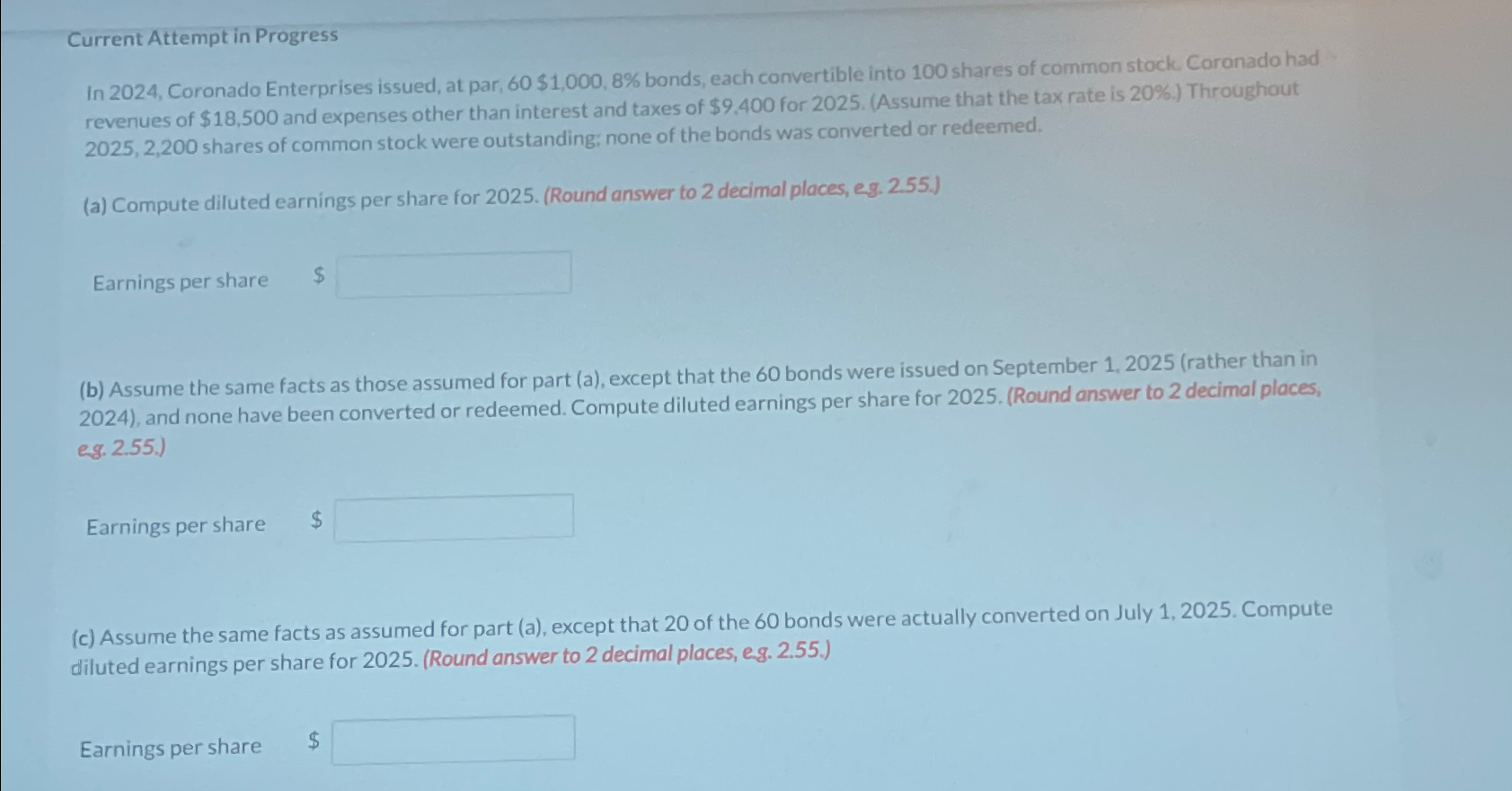 Current Attempt in Progress In 2024, Coronado Enterprises issued, at par,