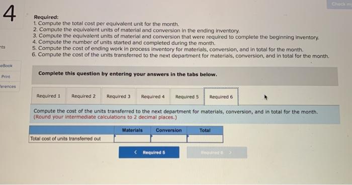 company's processing departments: 5 points Units in beginning inventory Units started into