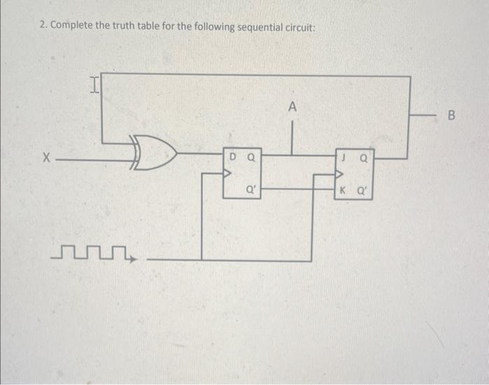  2. Complete the truth table for the following sequential circuit