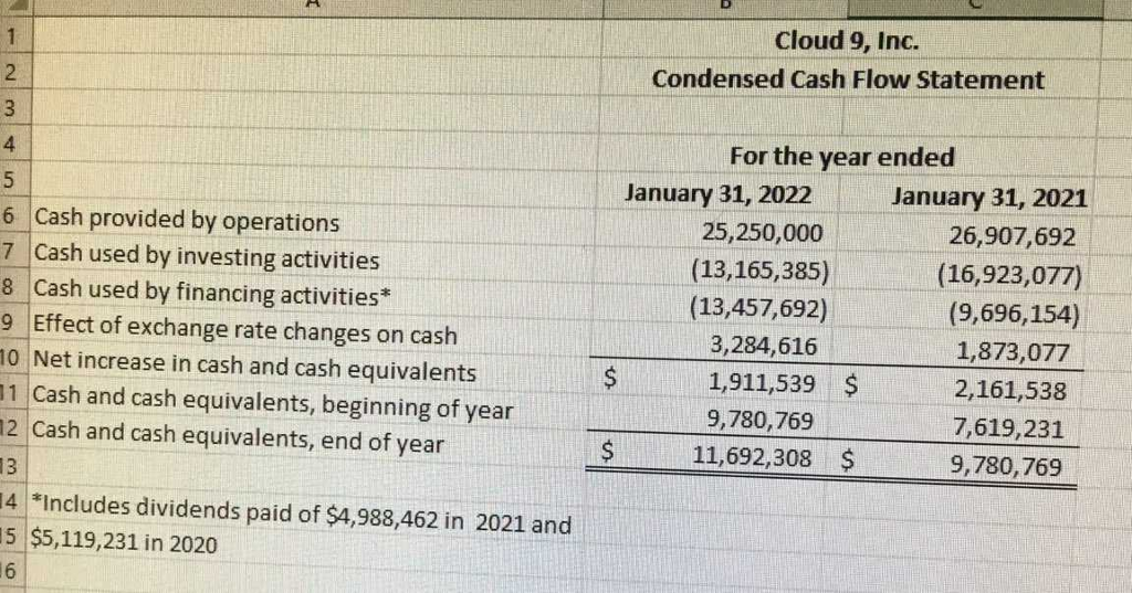 audit for Cloud 9, Inc., a publicly traded company. The audit team
