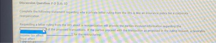  Discussion Question 7.2 (10. 1) Complete the following statement regarding why