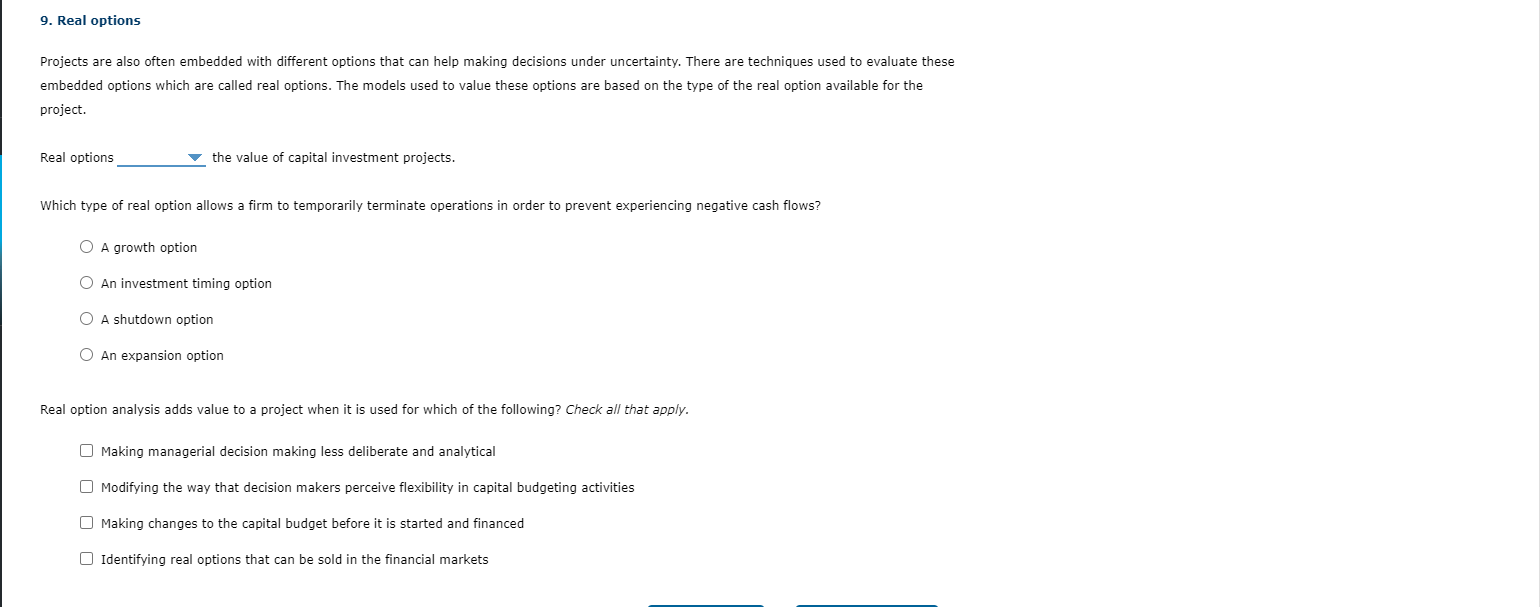  Projects are also often embedded with different options that can help