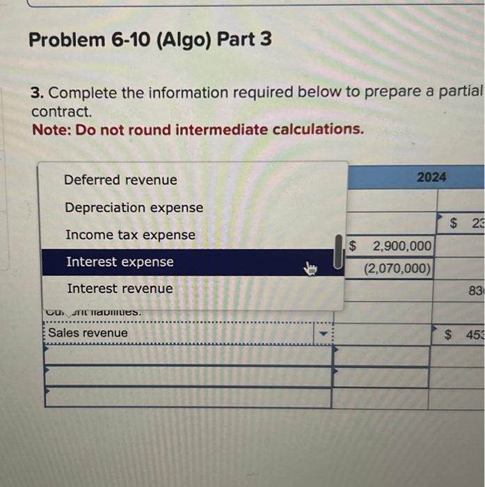 depreciation Advertising expense Billings in excess of CIP Sachaumues. Sales revenue Westgate