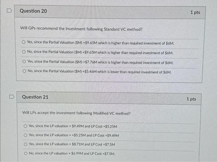 22 using the following information.) EBV is considering a \$6M Series A