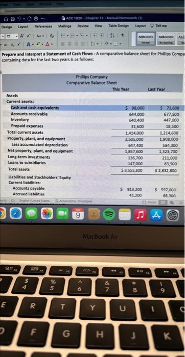  Prepare and Interpret a Statement of Cash Flows - A comparative