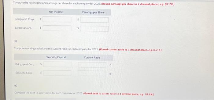 competitors, appear below. All balance sheet data are as of December 31,