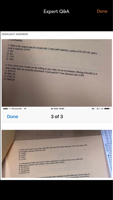  DO ALL Qs AND HIGHLIGHT ANSWERS Done Expert Q&A HIGHLIGHT ANSWERS