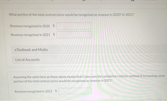percentage-of-completion method of accounting. In 2020, Crane began work under contract #E2-D2,