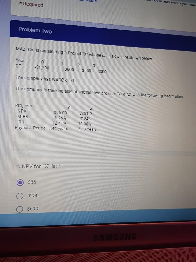 * Required UUSU WC Jual Problem Two MAZI Co. is considering