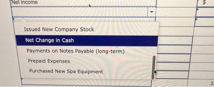 in prepaid expenses. d. Payments of $4,900 on long-term debt. e. Purchased