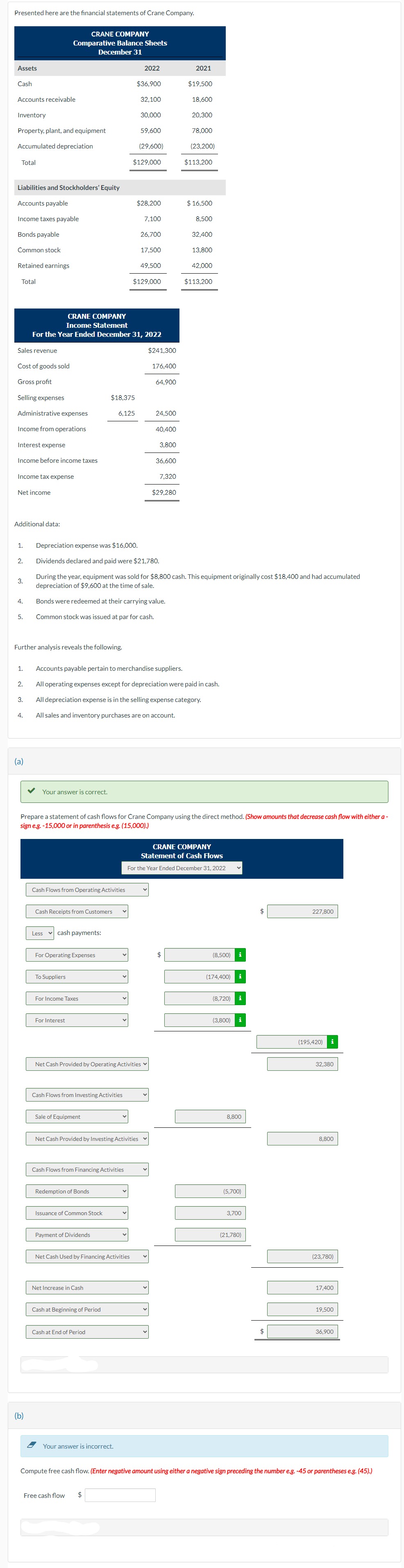  I need help on Part (b)on how to compute free cash