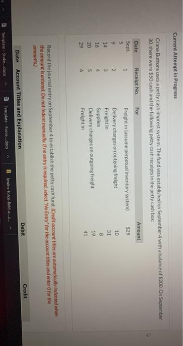  Current Attempt in Progress Crane Buttons uses a petty cash imprest