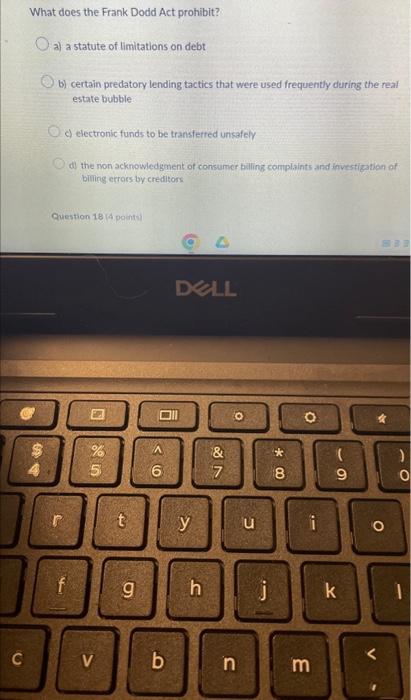 (4 points) The Truth in Lending Act a) reguates the way credit