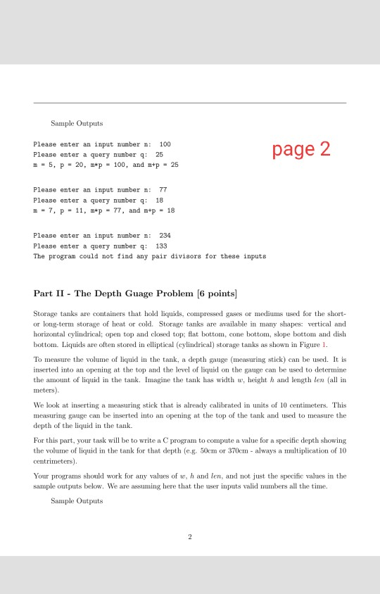 will be two codes that is part 1 and part 2. read