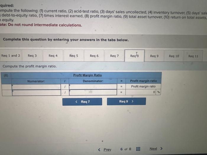 profit margin ratio, (9) total asset turnover, (10) return on total assets,