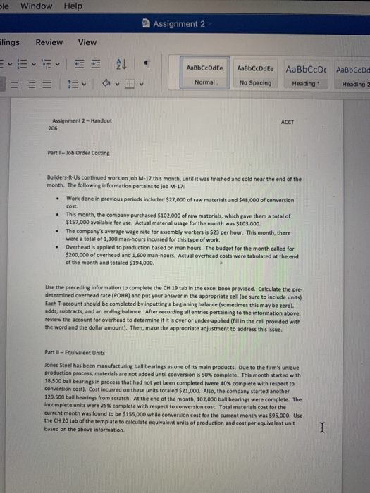 2 - Handout ACCT 206 Part I - Job Order Costing Builders-R-Us