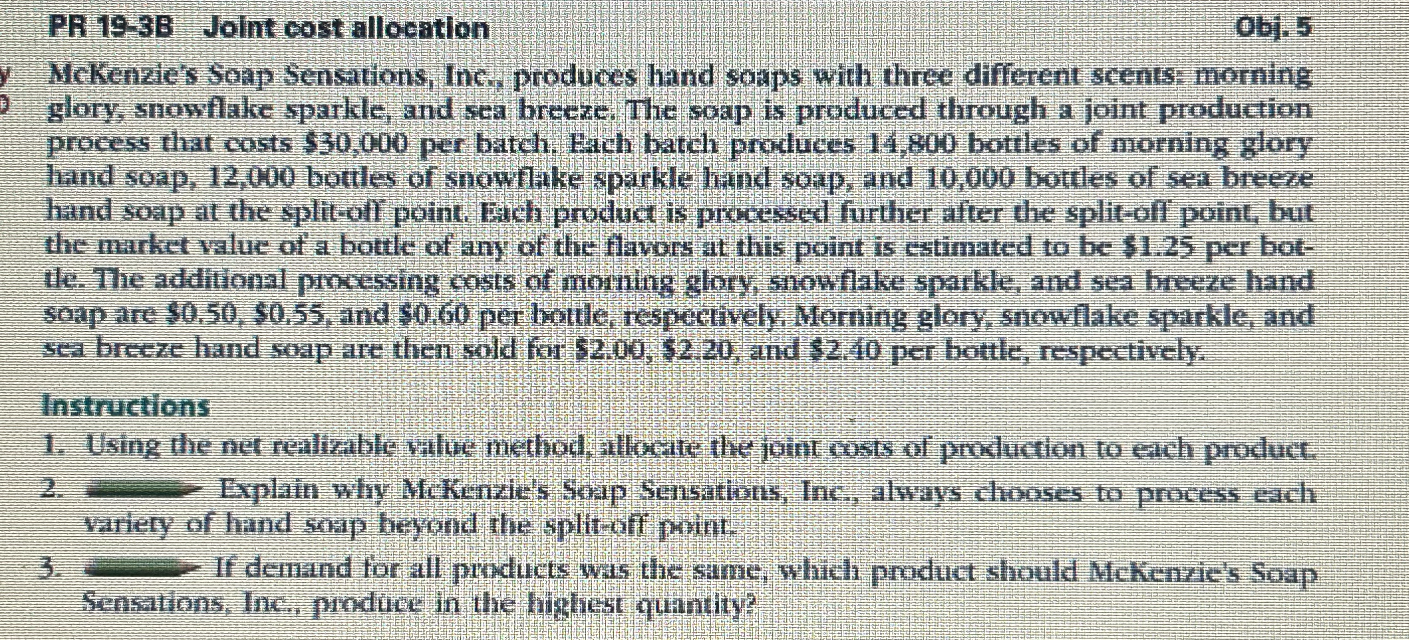  PR 19-3B Joint cost allocation Obj. 5 MeKenzie's Soap Sensations, Inc,