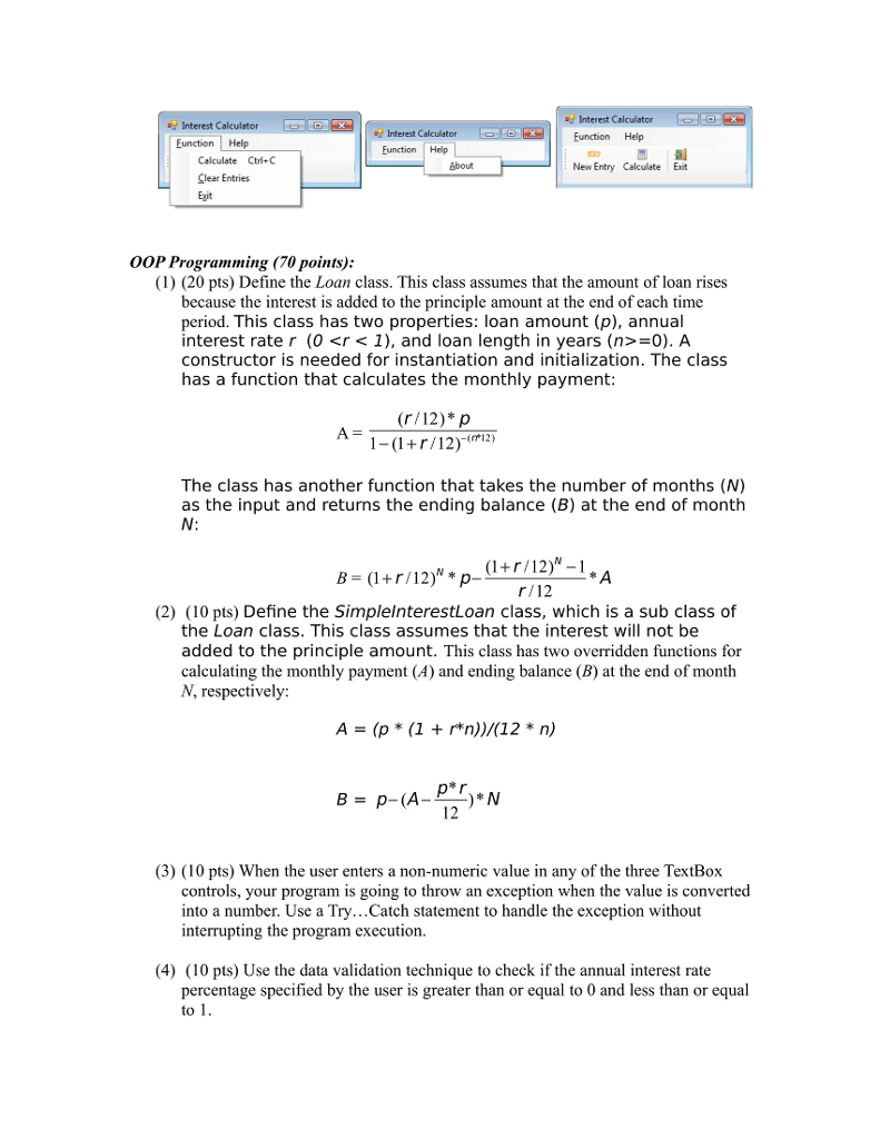 application. 1. User interface Design (30 points): (1) (20 pts) The basic