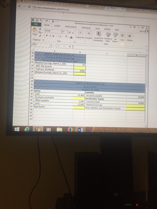 1 Solve for the missing amounts and understand how the financial statements