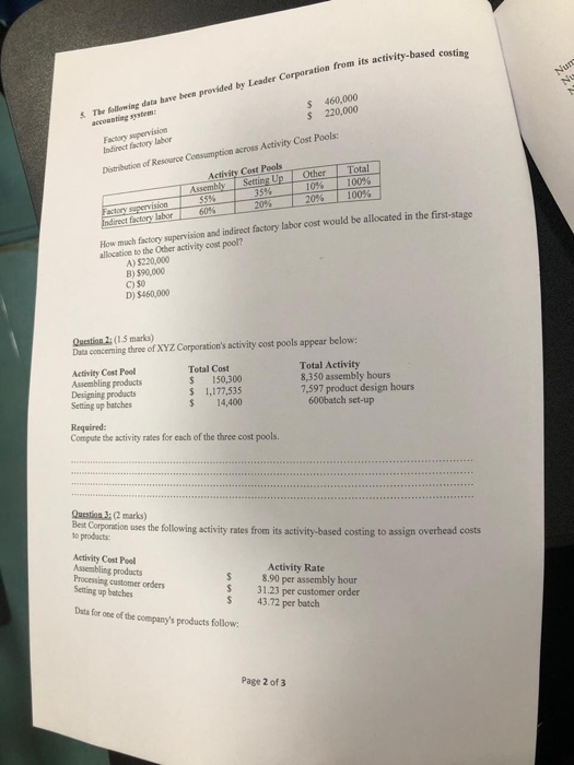 all of the following aspects EXEPT: A) Direct materials, direct labor, and